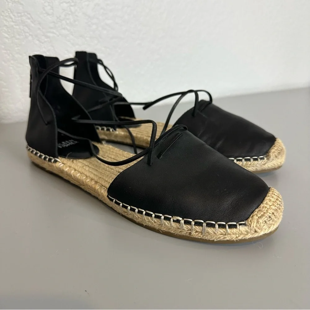 Eileen Fisher Black Leather Strappy Espadrilles